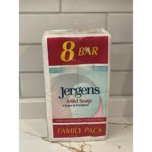 Jergens Mild Soap 3.5 oz x 8 Bars‎ Family Pack Sealed New Cleans Freshens